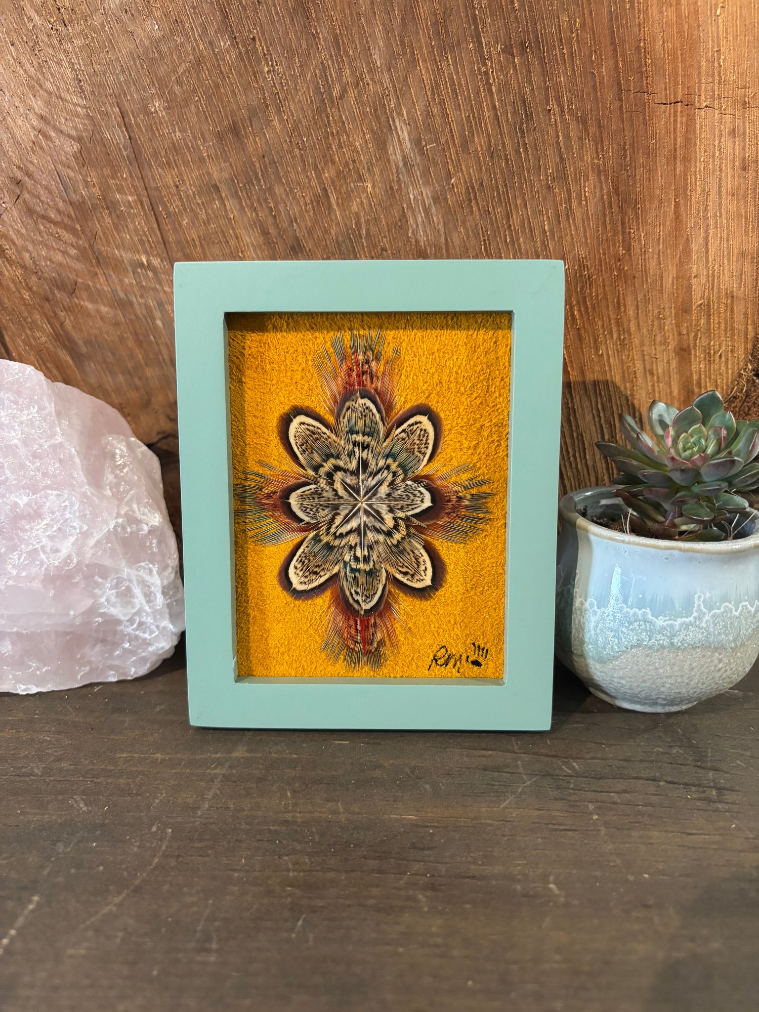 Framed Original Featherwork mini