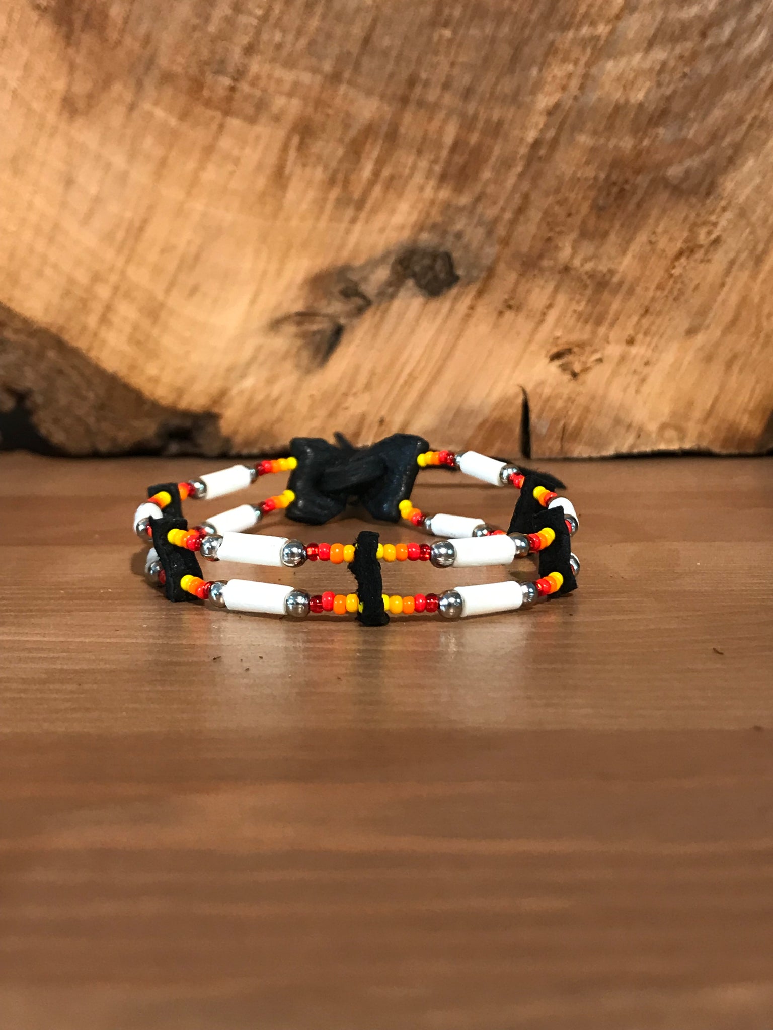 Double strand buffalo bone bracelet