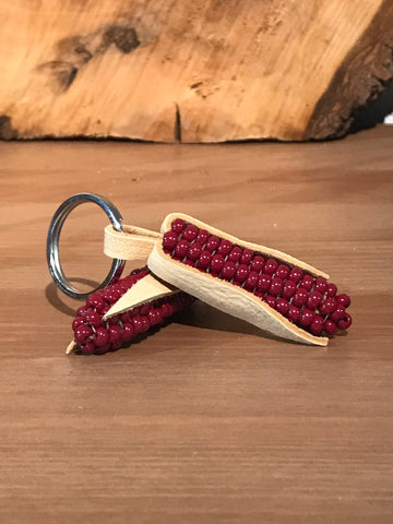 Beaded corn keychain - red